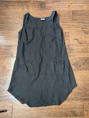 Click By Color Me Cotton Made in the USA Black 100% Linen Dress Size Medium